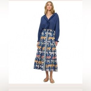 Oliphant Blue and Multicolor print skir